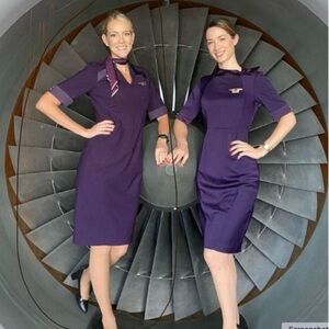 Delta Zac Posen Flight Attendant Uniform Size 16 Petite Purple High Waist